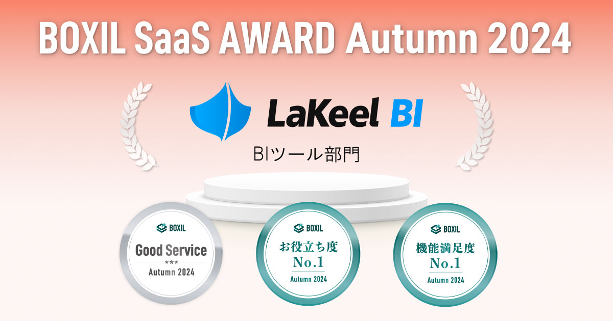 LaKeel BI「BOXIL SaaS AWARD Autumn 2024」BIツール部門で 「Good Service」ほか２つのNo.1に選出