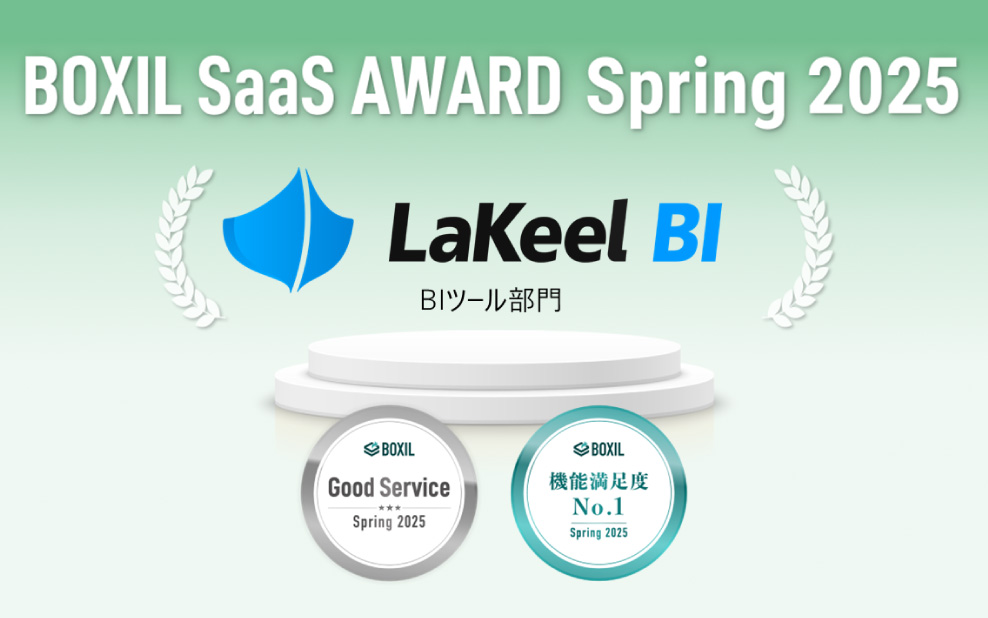 ラキールが提供するセルフサービスBIツール「LaKeel BI」、「BOXIL SaaS AWARD Spring 2025」BIツール部門で
「Good Service」「機能満足度No.1」に選出